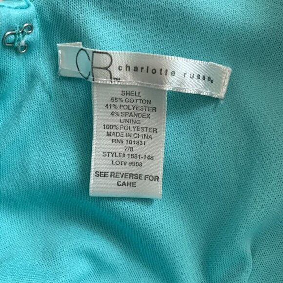 Charlotte Russe Women Juniors One Shoulder Rosette Aqua Dress, Size 7/8 juniors - Picture 12 of 12